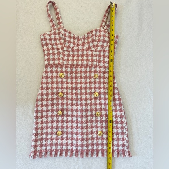 Forever 21 Pink and White Plaid Mini Tweed Dress S - Picture 6 of 11
